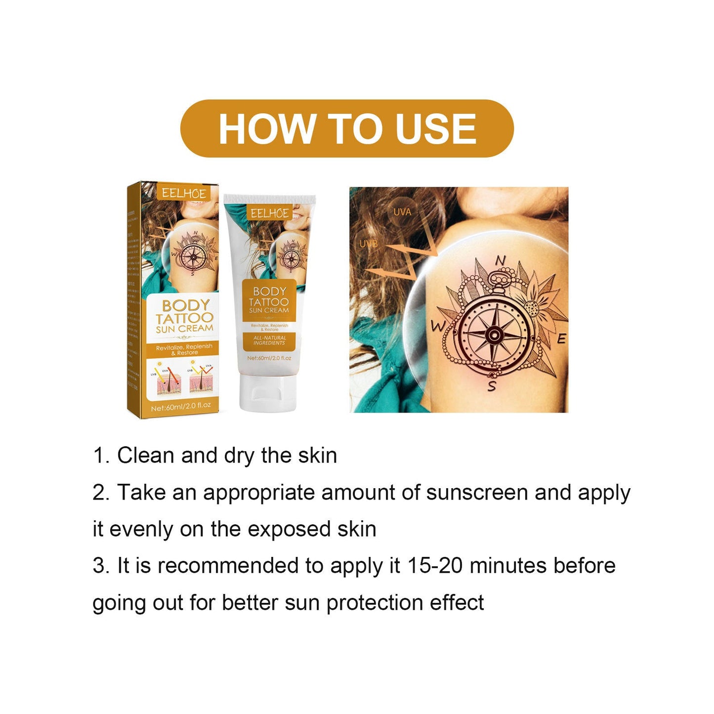 Tattoo Protection Cream Outdoor Isolation Protection Uv Moisturizing Repair Tattoo Discoloration eprolo