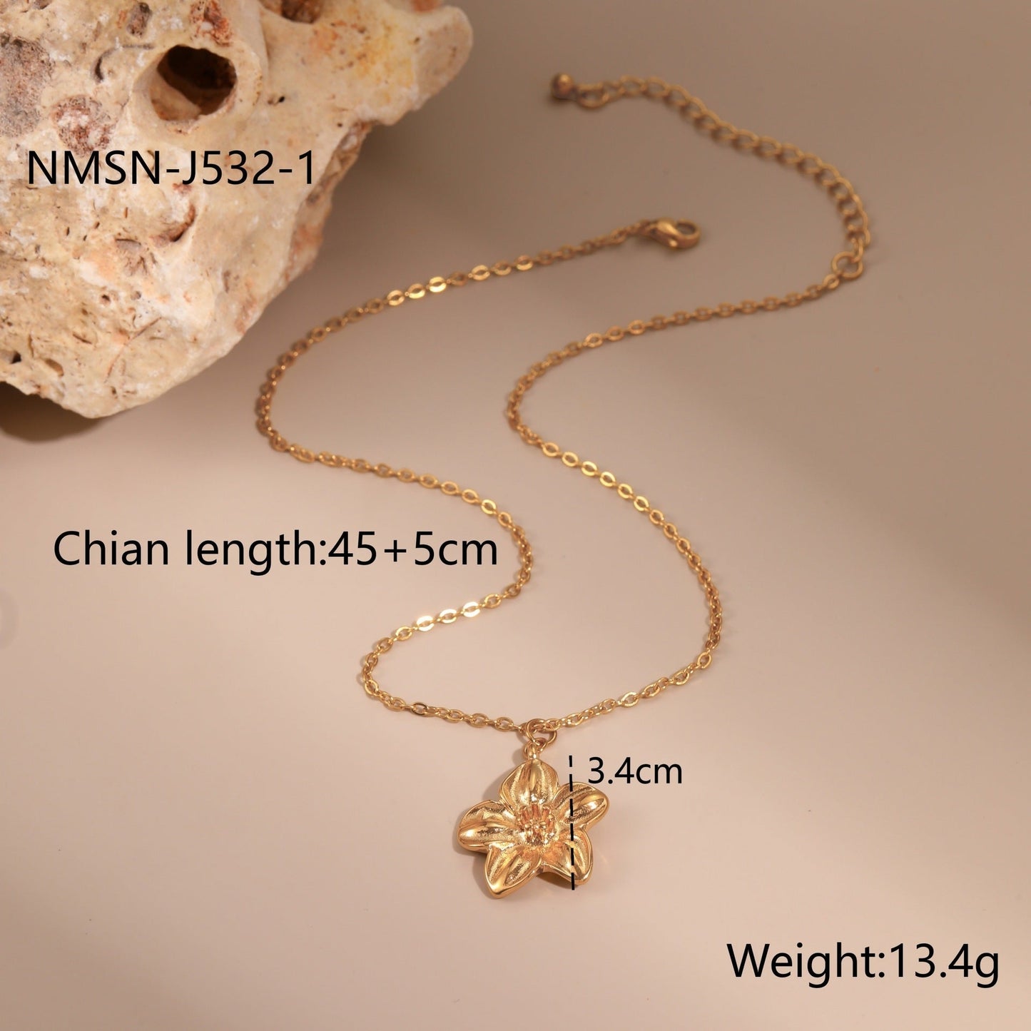 European And American Dignified Flowers Necklace Titanium Steel Earrings Open Ring ferrersa