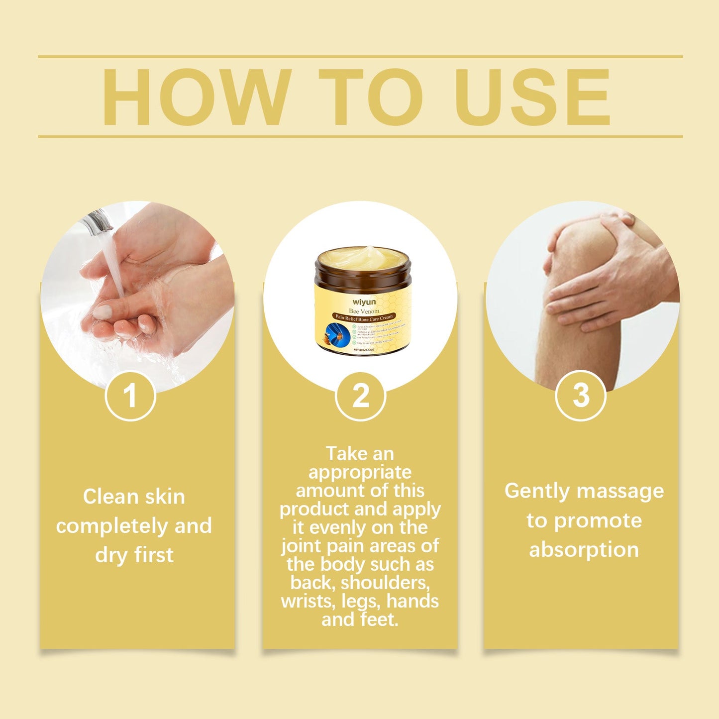 Wiyun Bee Venom Joint Care Cream Gentle And Soothing Wrist Knee Massage Body Topical Daily Care Cream eprolo