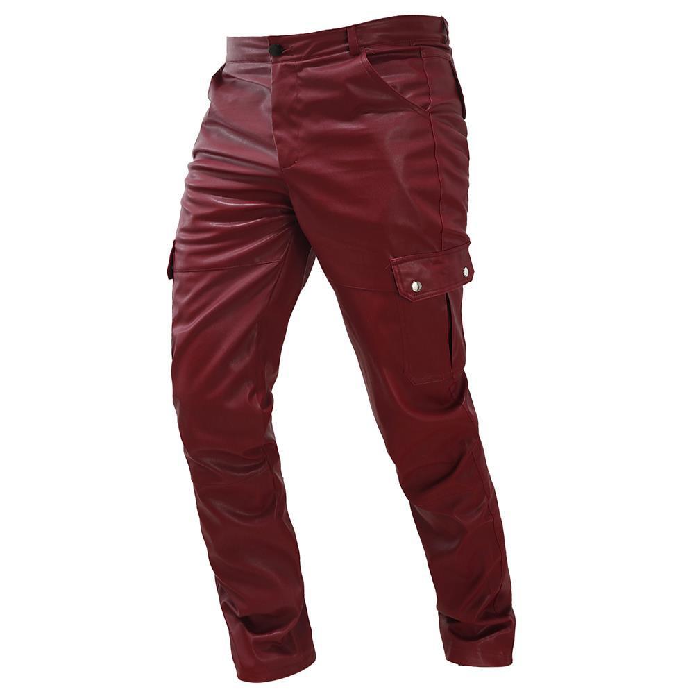 Tooling Straight Casual Men's Leather Pants ferrersa