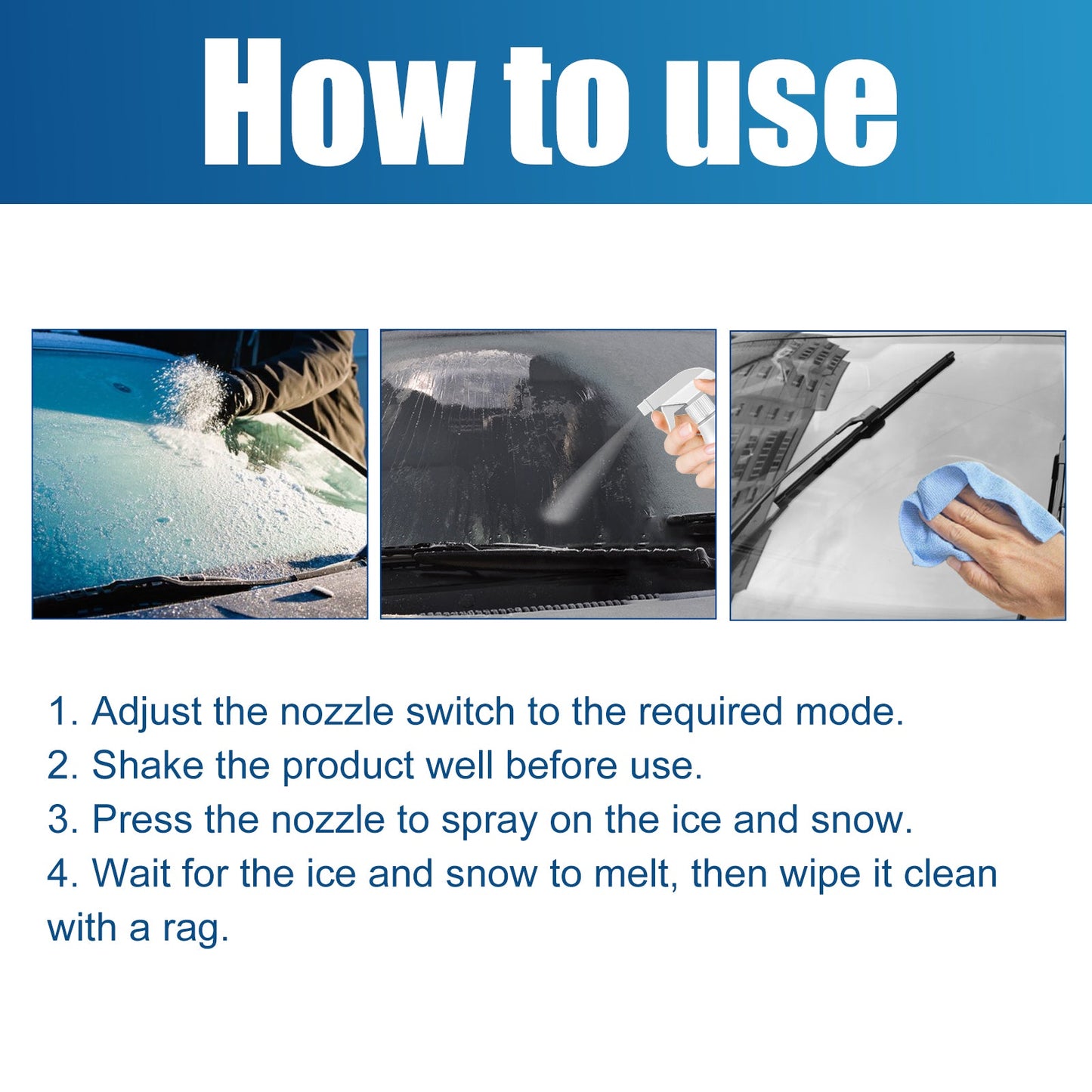 Melting Snow Remover Quick Melting Snow Remover For Car Glass In Winter Front Windshield And Window Snow Preventer eprolo