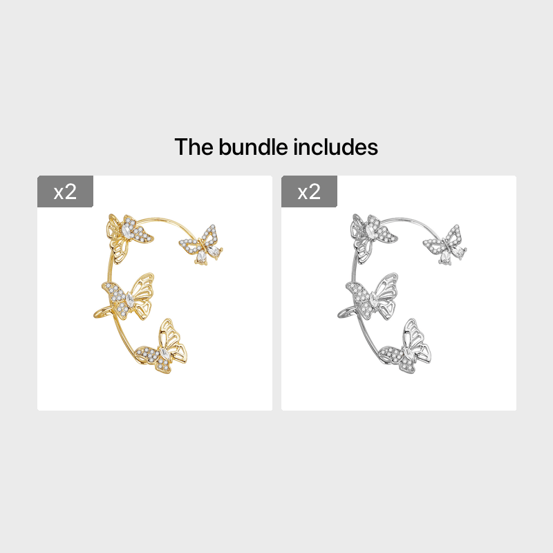 Women'S Elegant Butterfly Ear Cuffs - No-Piercing Ear Hooks, Synthetic Gemstone Accents, Everyday & Formal Jewelry for Parties, Weddings, Everyday Outfits - Non-Piercing Ear Clips for Sensitive Light Beige, Party Accessories, ferrersa
