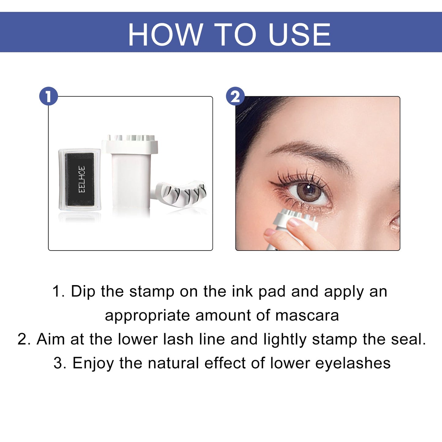 EELHOE Eyelash Stamp, Diy Eyelash Stamp Printing 3D Durable Waterproof Eyelash Aid eprolo
