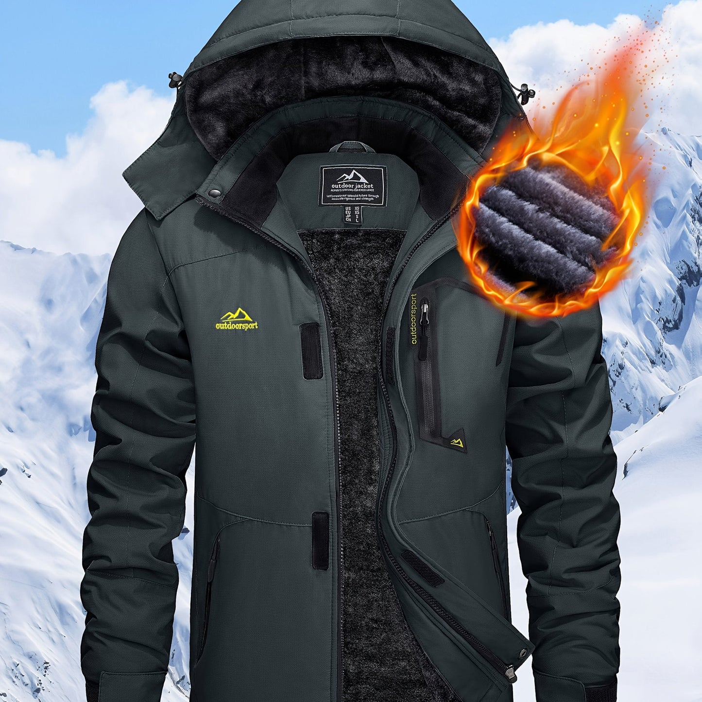 Men'S Winter Ski Jackets Warm Fleece Lined Coats Waterproof Windproof Hooded Thermal Outdoor Parka Thick Sport Hiking Jogging Camping Fishing Climbing Traveling Skiing Snowboarding Casual Windbreaker ferrersa