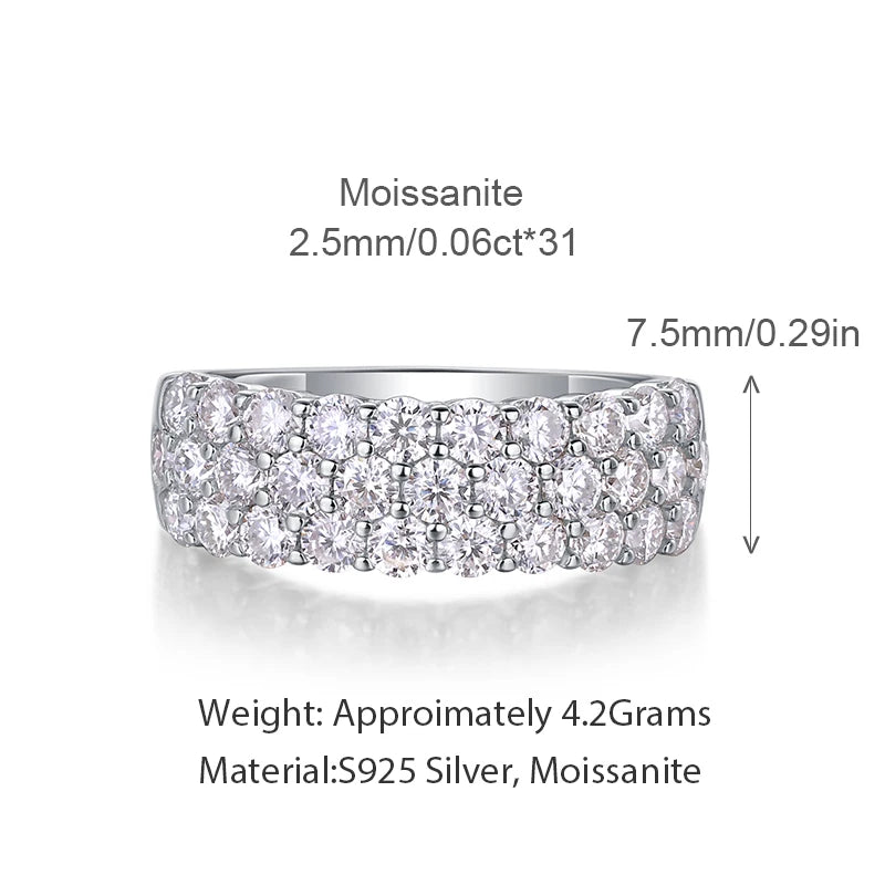 Sparkling Multiple Stones Moissanite Wedding Engagement Ring S925 Sterling Silver White clear Women Jewelry Ring Promise Ring ferrersa