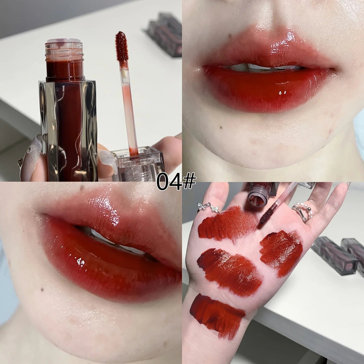 Adorable Bear Mirror Lip Glaze - Long-Lasting, Non-Fading, Hydrating Liquid Lipstick with Watery Texture - Luxurious Glossy Shin ferrersa