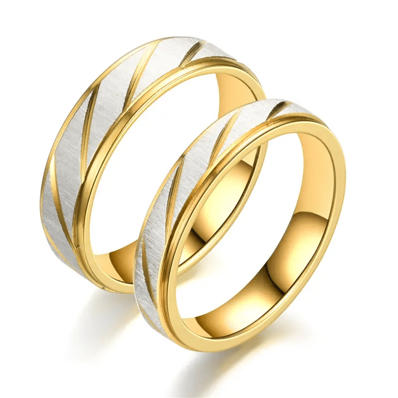 1 Pair of 18K Gold Plated Fashion New Novel Step Batch Flower Diagonal Couple Ring Jewelry Accessory Gift, Love Token, Matching Rings, Trendy Accessory, Stylish Ring, Highquality Plating, Durable Jewelry, Floral Ring, Stateme ferrersa