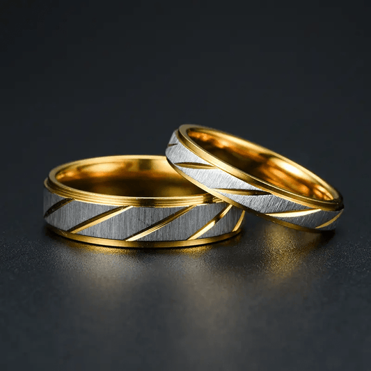 1 Pair of 18K Gold Plated Fashion New Novel Step Batch Flower Diagonal Couple Ring Jewelry Accessory Gift, Love Token, Matching Rings, Trendy Accessory, Stylish Ring, Highquality Plating, Durable Jewelry, Floral Ring, Stateme ferrersa