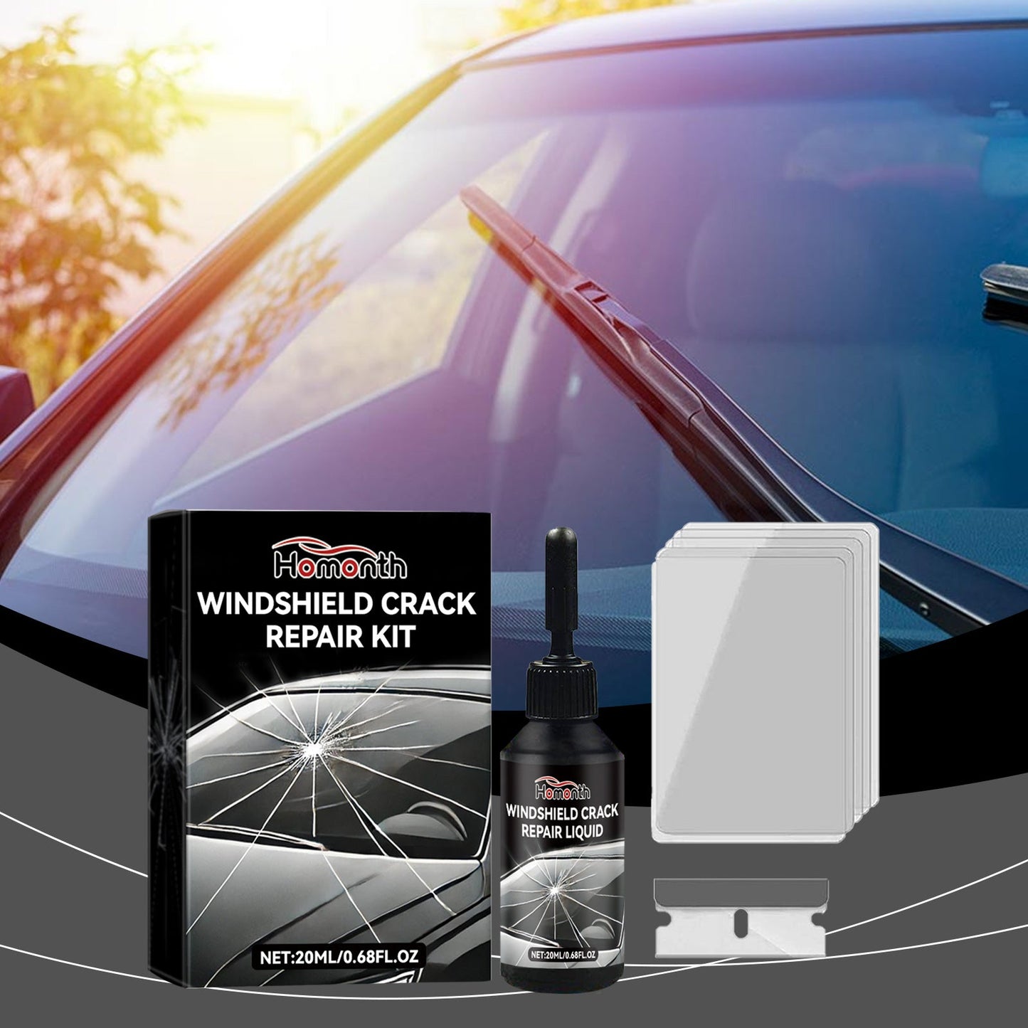 Automotive Windshield Crack Care Solution Automotive Glass Care Tool Crack Glass Adhesive Solution eprolo