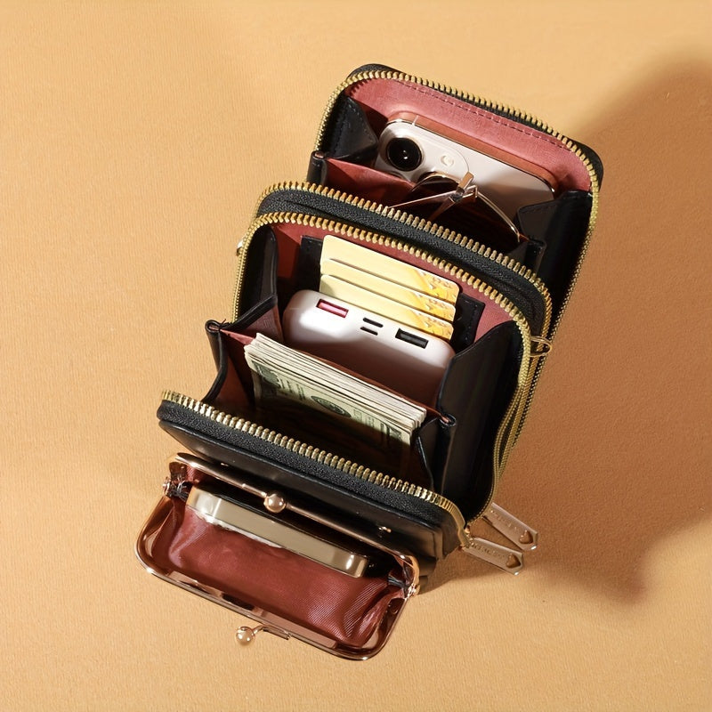 [Elegant Phone Wallet] Elegant and Fashionable Phone Wallet | Secure Kiss Lock Design, Lightweight and Neat - Holds Phone, Large Cash Cards, Small Cosmetics - Must-Have for Women Traveling ferrersa