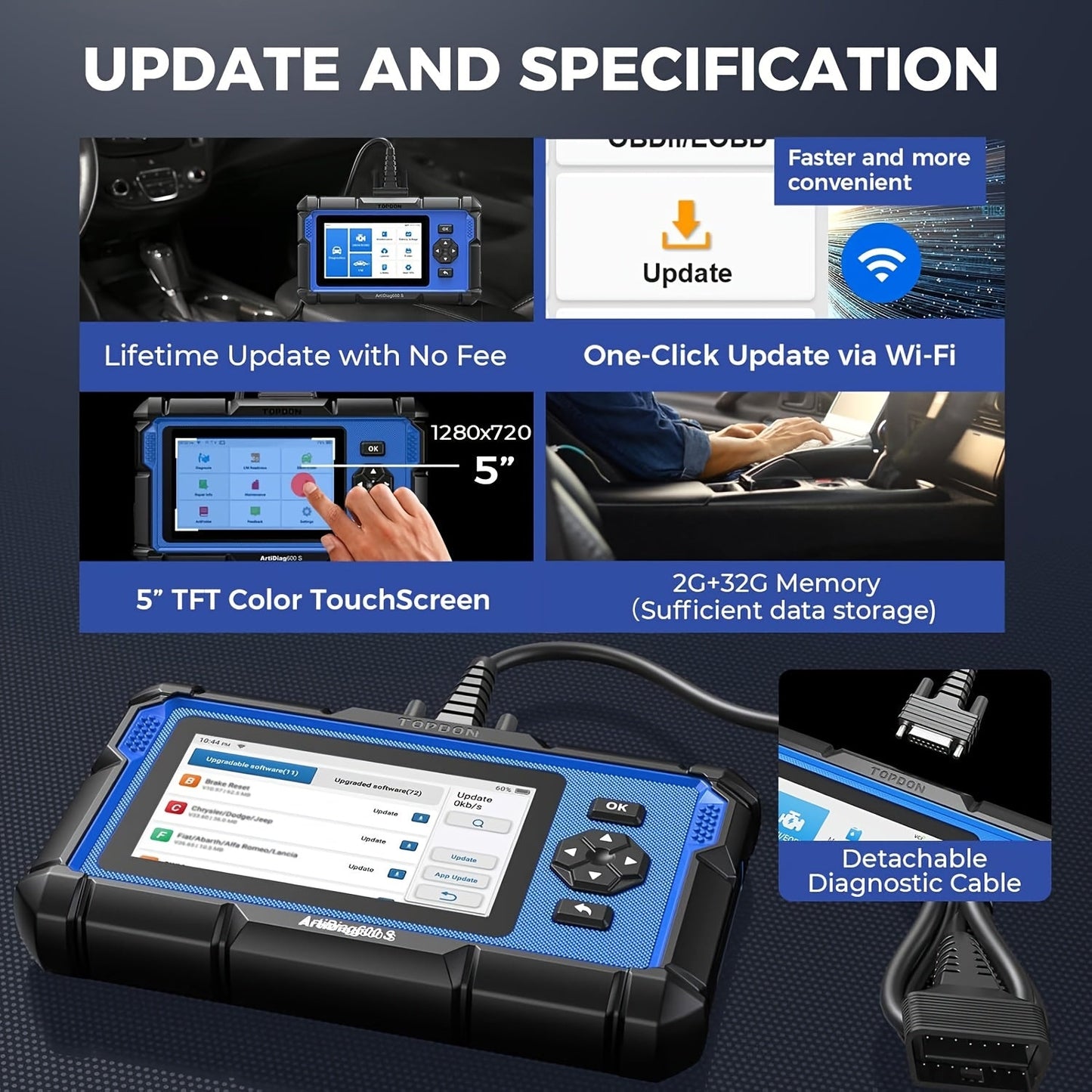 [OBD2 Scanner Code Reader] TOPDON AD600 OBD2 Scanner Code Reader, of AD600S, Diagnostics Scanner for ABS/SRS/AT/Engine, 9 Reset Services, Oil/Brake/BMS/SAS/DPF/TPMS/ETS Reset/ABS Bleeding/Injector Coding, Free Lifetime Upgrad ferrersa
