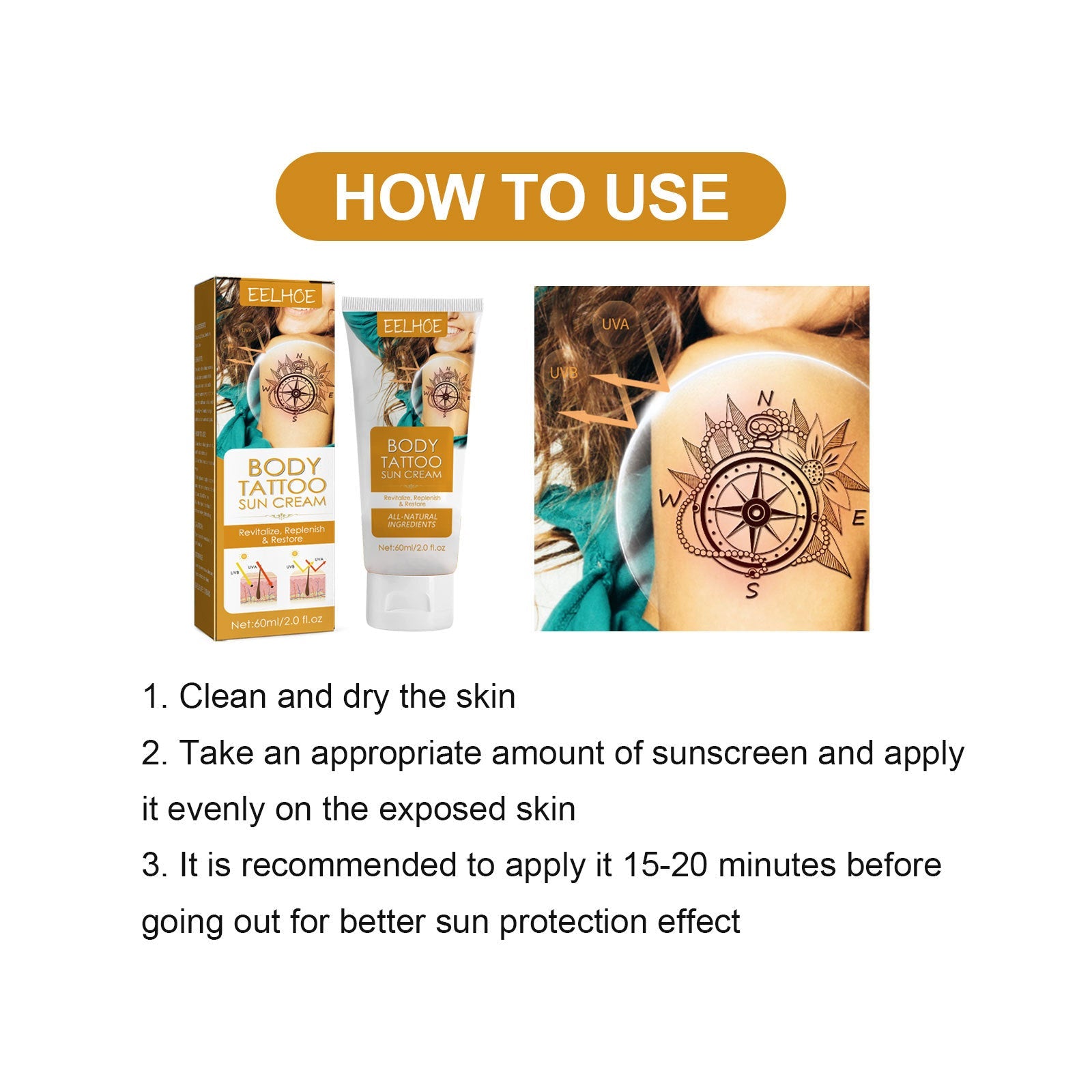 Tattoo Protection Cream Outdoor Isolation Protection Uv Moisturizing Repair Tattoo Discoloration eprolo