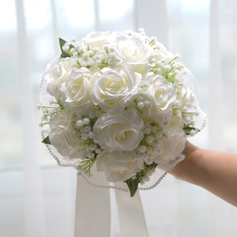Artificial Rose Bouquet for Wedding, Engagement, Bride, Bridesmaid, Wedding Decoration, Holiday, Birthday Gift, and Photography ferrersa