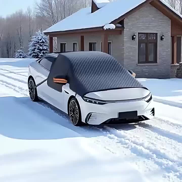 Magnetic Car Windshield Snow Cover - Heavy-Duty Oxford Fabric Windshield with 5- Anti-Snow Shield, Portable Scratch-Resistant Cover Suitable for /SUVs, Winter Car Accessory (No Drill Installation) ferrersa