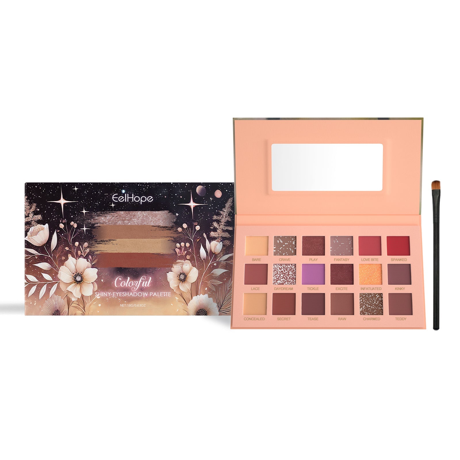 Eelhope 18-Color Eyeshadow Palette Eyeshadow Makeup Eyeshadow Multicolor Eye Palette With 18-Color Everyday Glitter eprolo