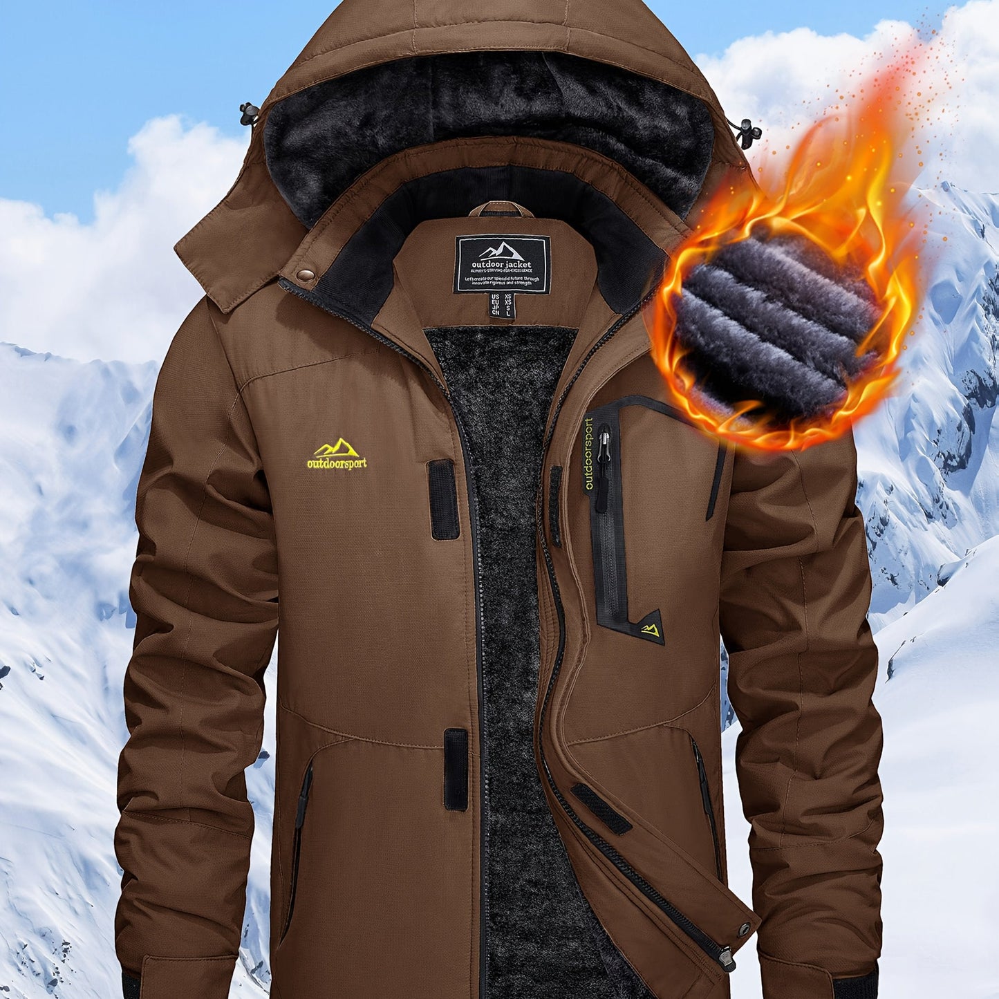 Men'S Winter Ski Jackets Warm Fleece Lined Coats Waterproof Windproof Hooded Thermal Outdoor Parka Thick Sport Hiking Jogging Camping Fishing Climbing Traveling Skiing Snowboarding Casual Windbreaker ferrersa