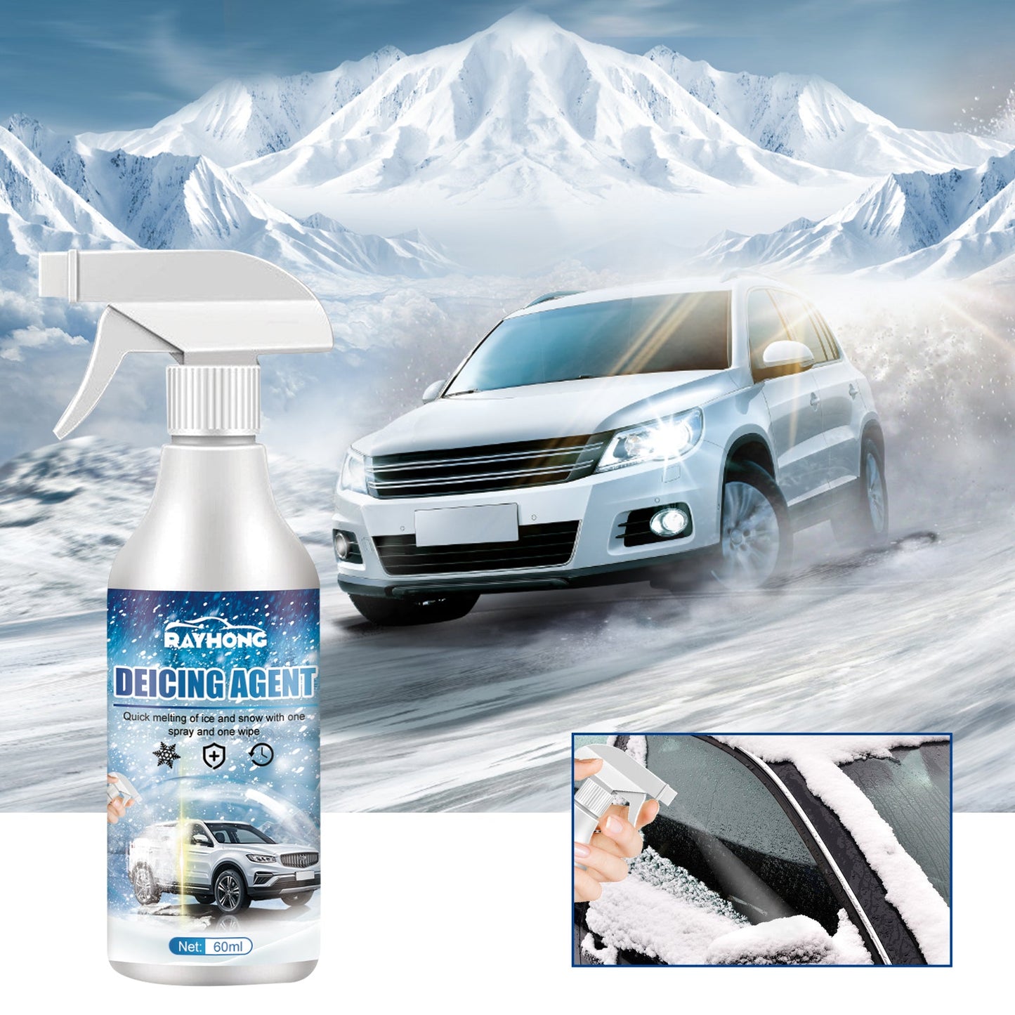 Melting Snow Remover Quick Melting Snow Remover For Car Glass In Winter Front Windshield And Window Snow Preventer eprolo