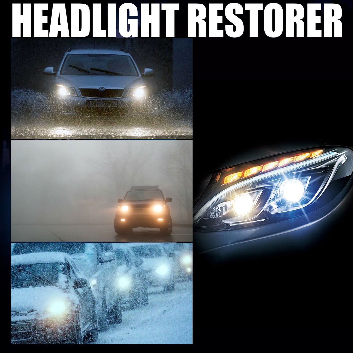 Headlight Restorer, Car Headlight Scratch Repair Refurbishment Maintenance Brightening Coating Polishing Fluid eprolo