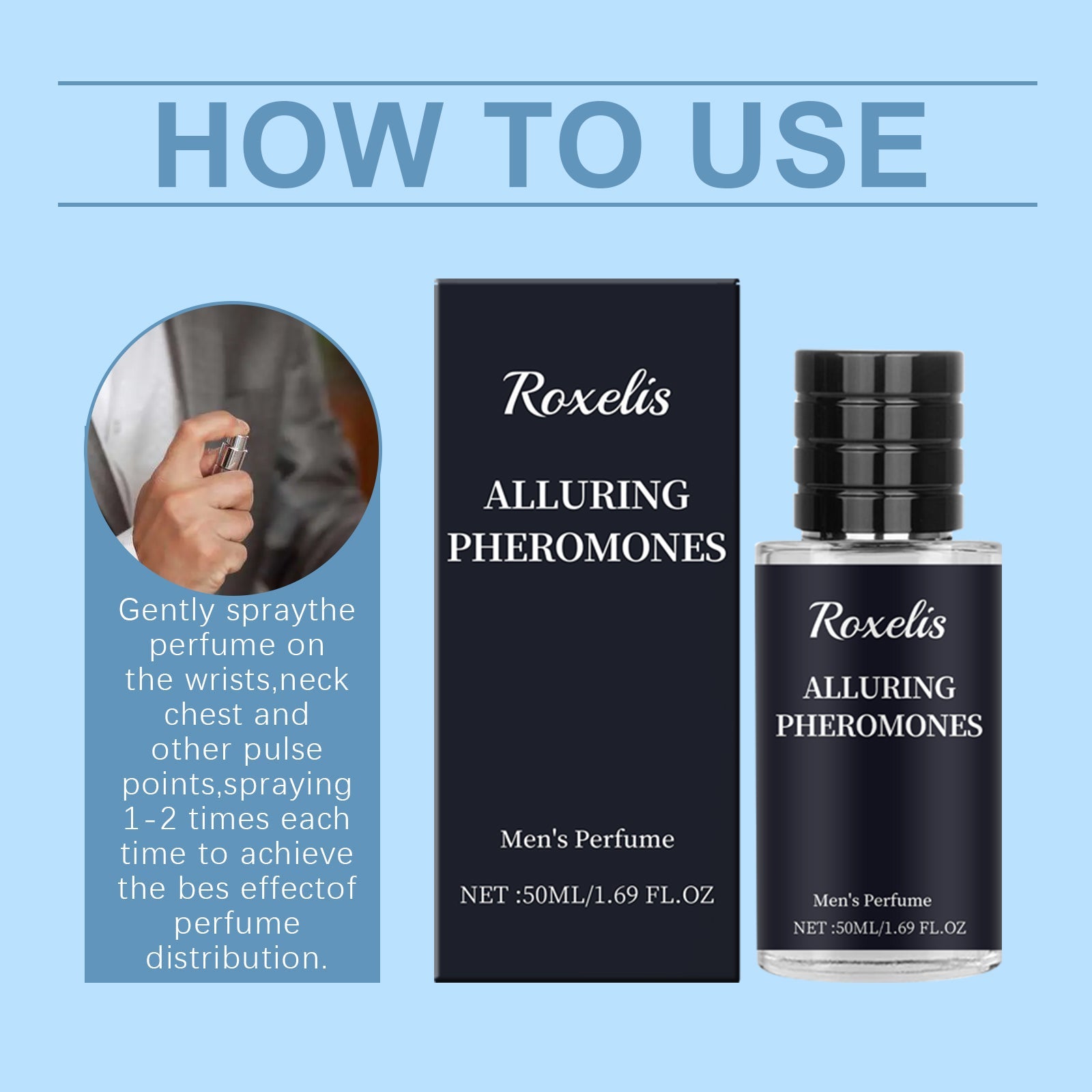 Roxelis Personality Men's Perfume Bergamot, Fragrance Stay Fragrance Lasting Release Male Charm Couple Dating Atmosphere Perfume eprolo