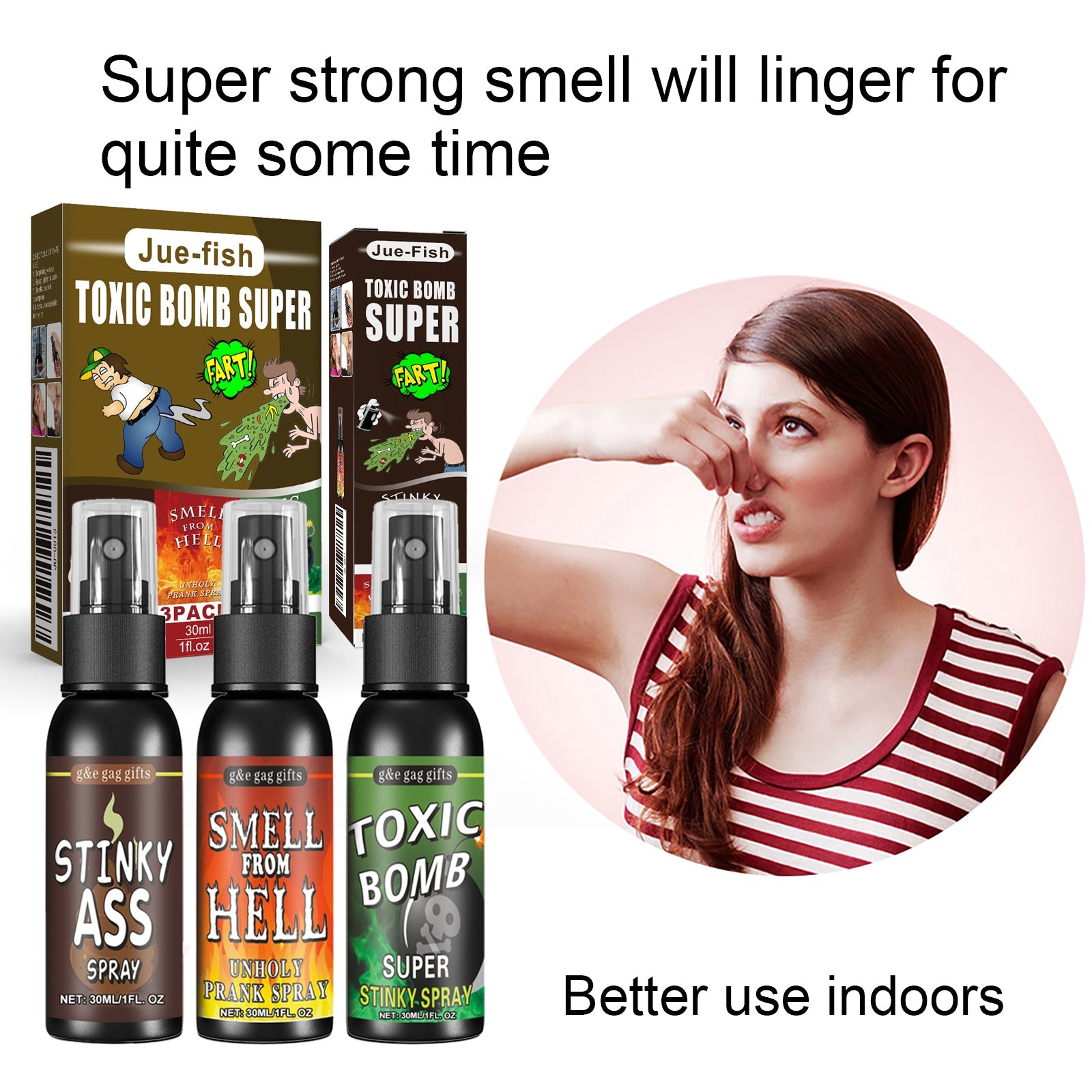 Jue-Fish Stinky Fart Spray (Set) April Fool's Day Prank Liquid Toy Parody Stinky Entertainment Poop Hell Bomb Smell eprolo