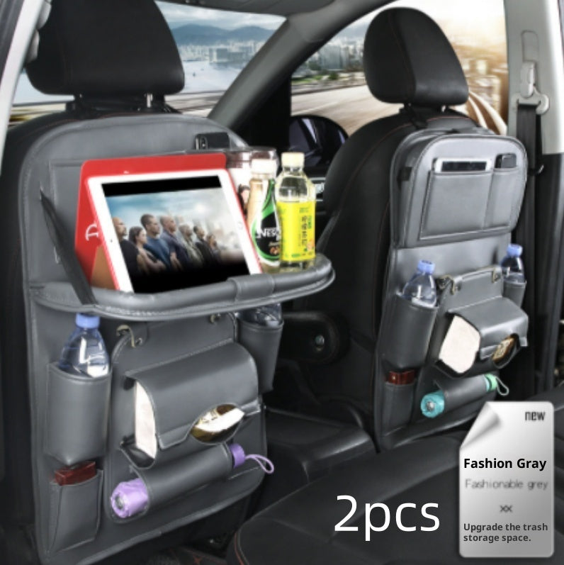 PU Leather Car Storage Bag Multifunction Seat Back Tray Hanging Bag Waterproof Car Organizer Automotive Interior Accessories DC-Powered by People