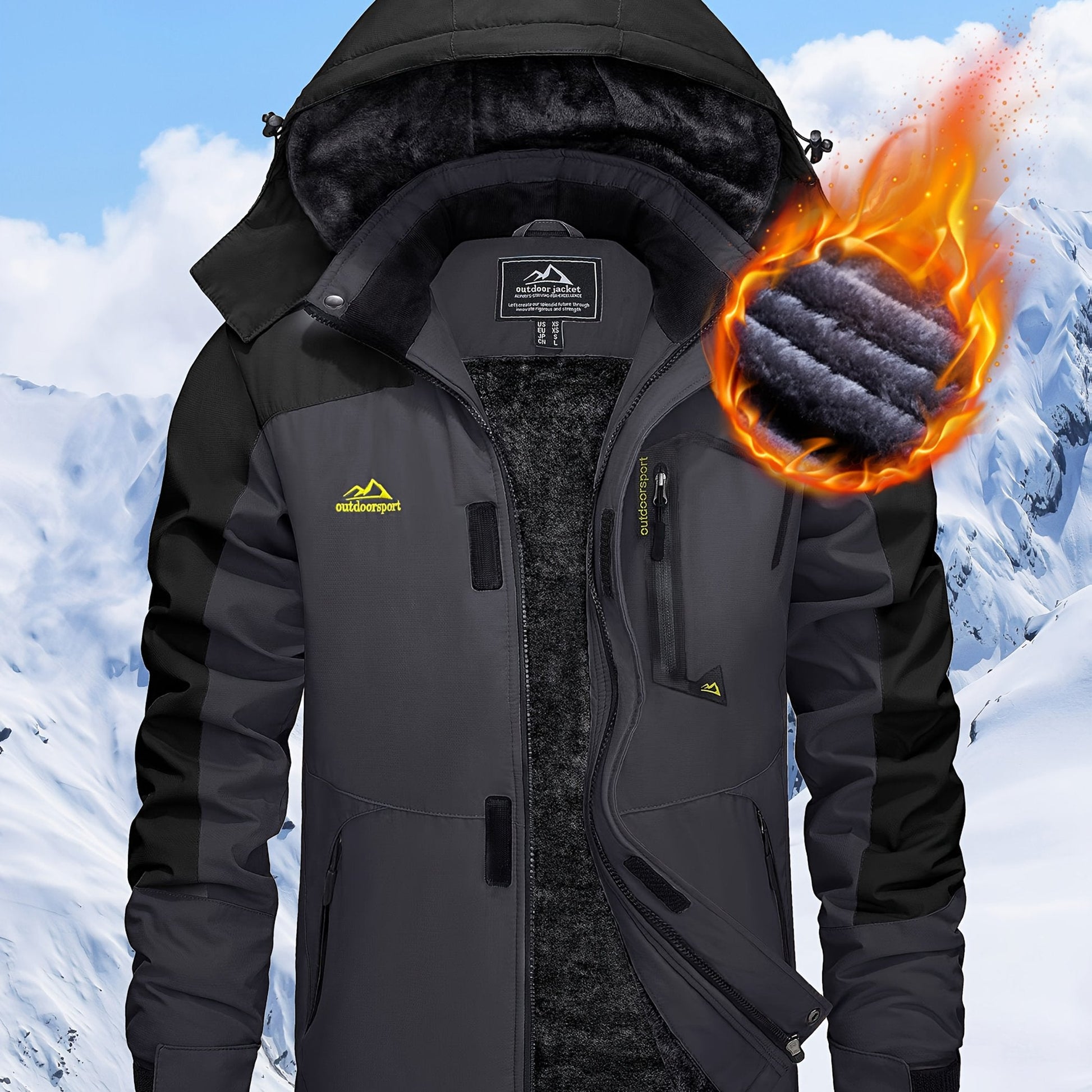 Men'S Winter Ski Jackets Warm Fleece Lined Coats Waterproof Windproof Hooded Thermal Outdoor Parka Thick Sport Hiking Jogging Camping Fishing Climbing Traveling Skiing Snowboarding Casual Windbreaker ferrersa