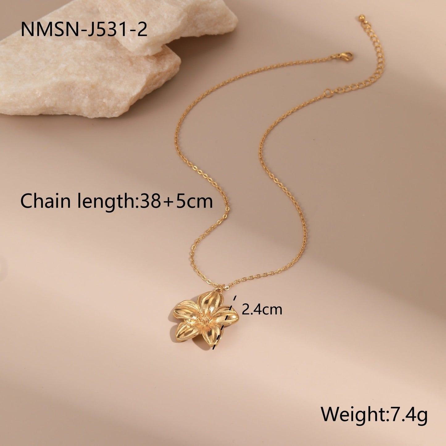 European And American Dignified Flowers Necklace Titanium Steel Earrings Open Ring ferrersa