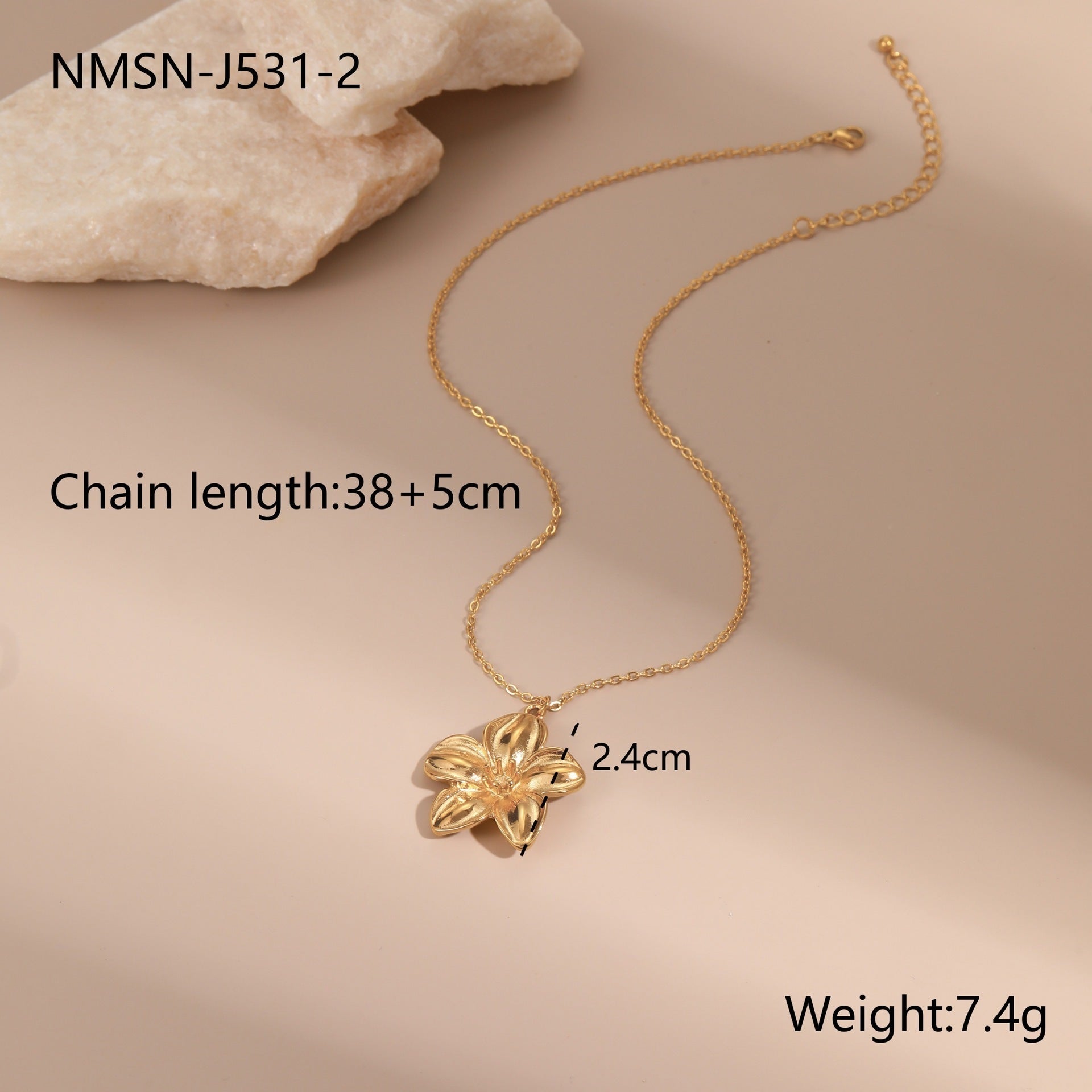 European And American Dignified Flowers Necklace Titanium Steel Earrings Open Ring ferrersa