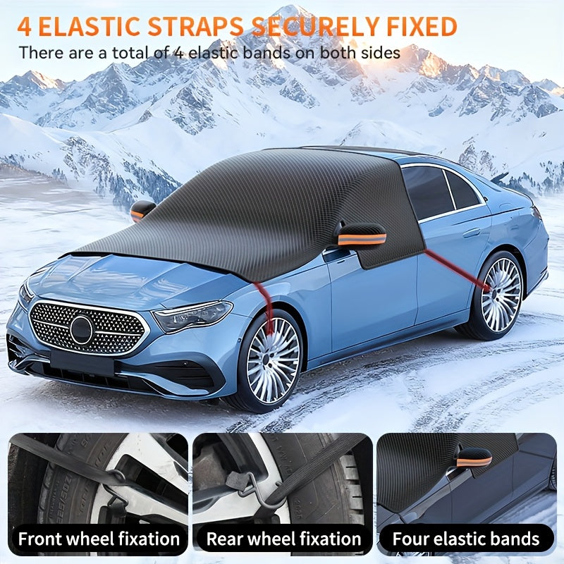 Magnetic Car Windshield Snow Cover - Heavy-Duty Oxford Fabric Windshield with 5- Anti-Snow Shield, Portable Scratch-Resistant Cover Suitable for /SUVs, Winter Car Accessory (No Drill Installation) ferrersa