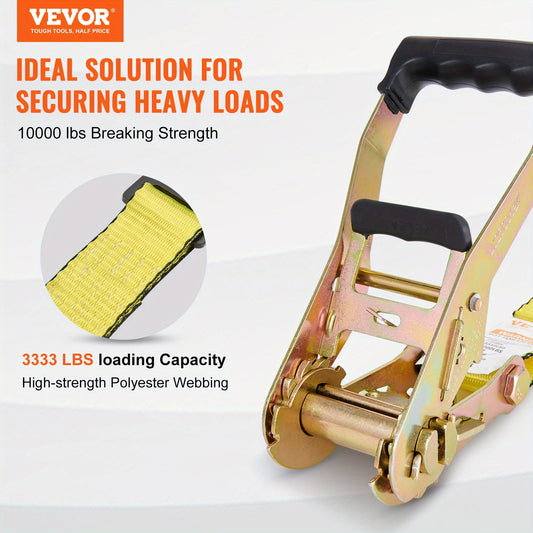 "VEVOR Ratchet Tie Down Straps (10PK) - 10000 lb Break Strength, Endless Ratchet with 10 Premium 2"" x 30' Tie Downs Heavy Duty, Track Spring Fittings - For Moving, Securing Cargo, Appliances, Motorcycle - Ideal for Heavy Dut ferrersa