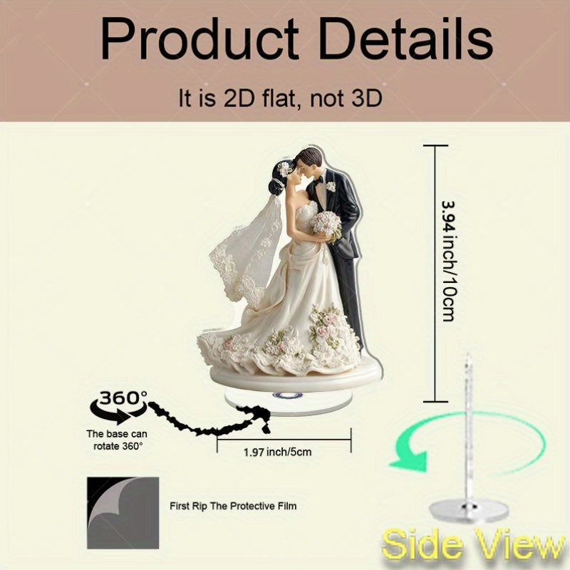 2D Flat - A Two-Dimensional Rotating Acrylic Sculpture of a Couple in an Embrace, Perfect for Wedding Gifts, Anniversaries, And As Meaningful Mementos to Honor Love And Treasured Memories. ferrersa