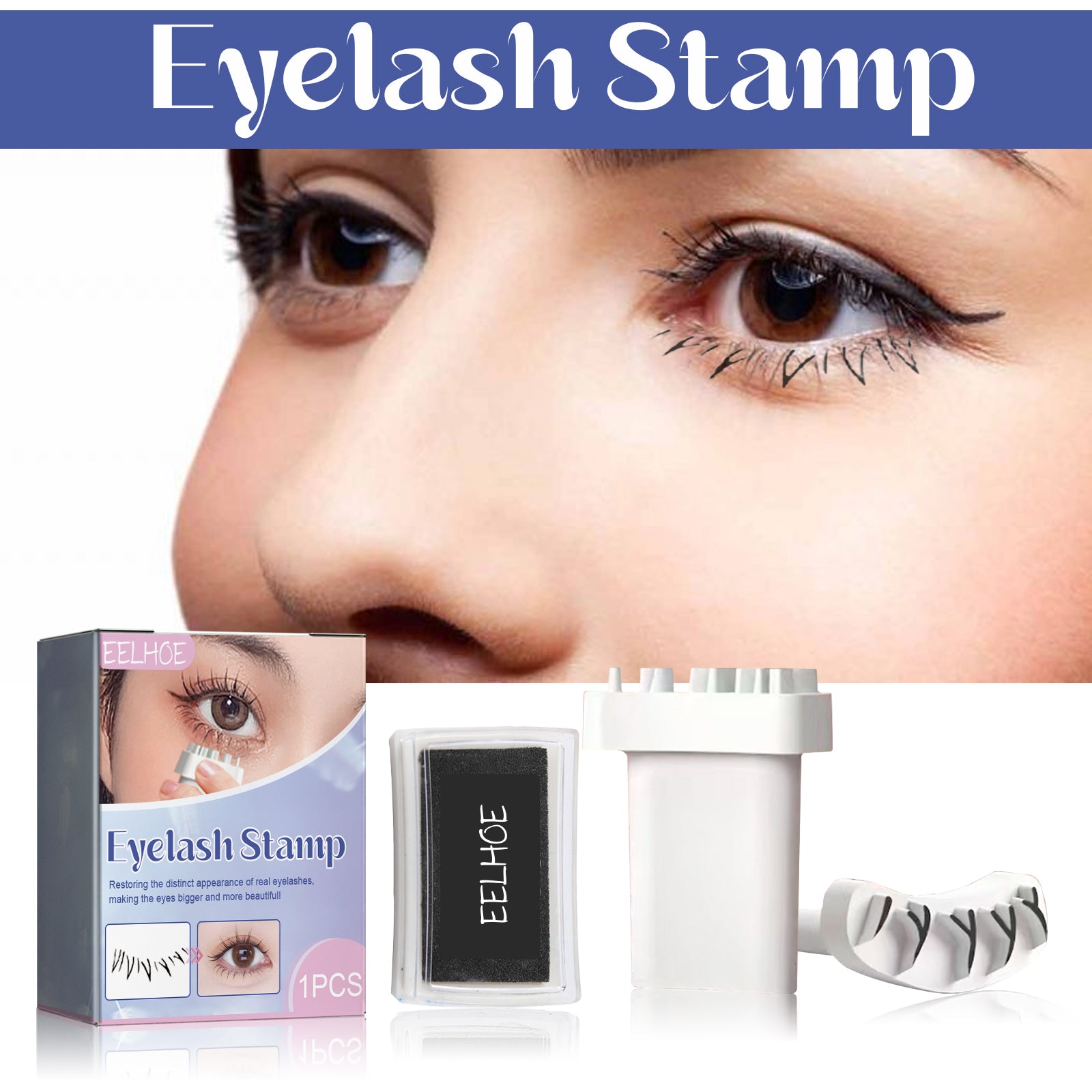 EELHOE Eyelash Stamp, Diy Eyelash Stamp Printing 3D Durable Waterproof Eyelash Aid eprolo