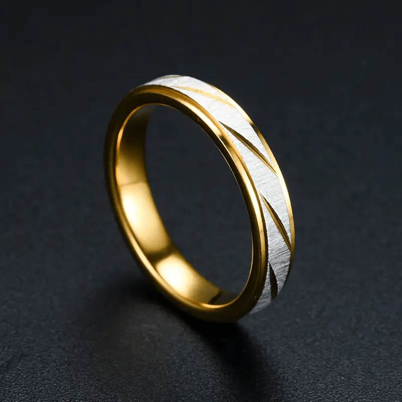 1 Pair of 18K Gold Plated Fashion New Novel Step Batch Flower Diagonal Couple Ring Jewelry Accessory Gift, Love Token, Matching Rings, Trendy Accessory, Stylish Ring, Highquality Plating, Durable Jewelry, Floral Ring, Stateme ferrersa