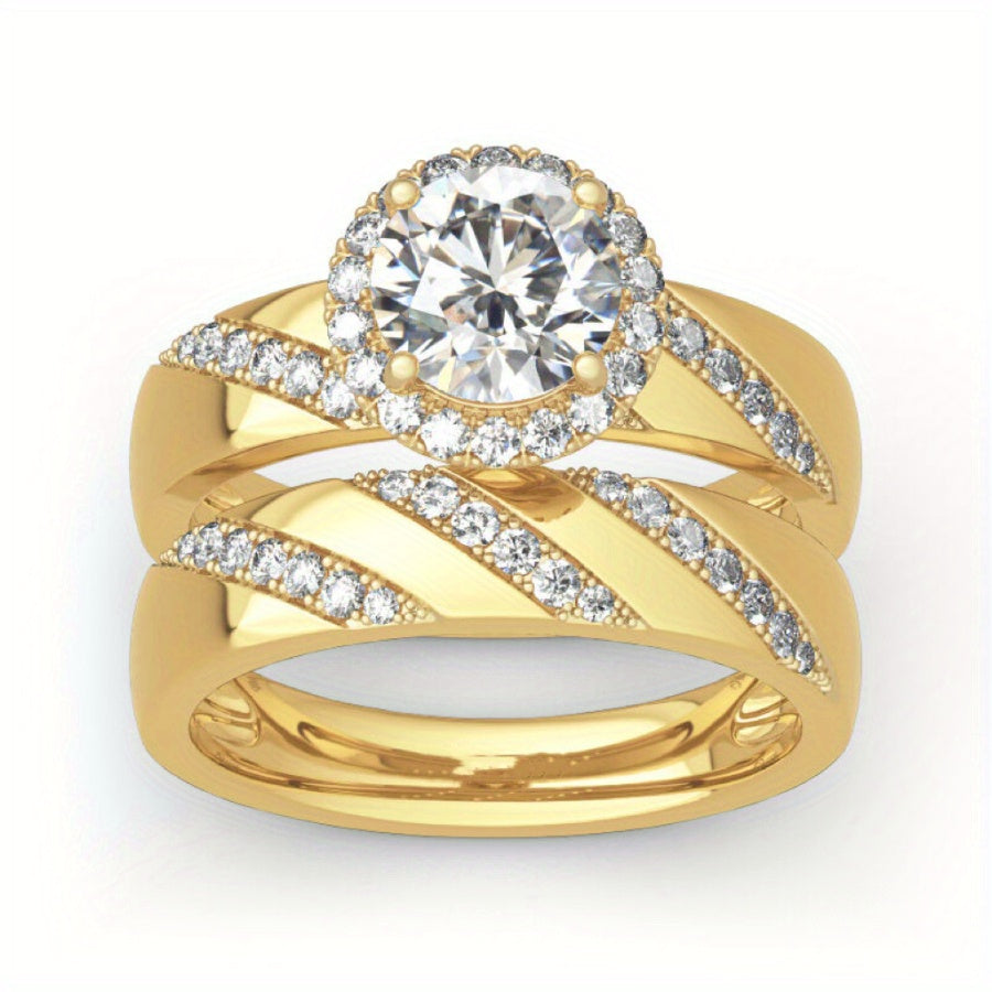 Set of 2 Sparkling Zirconia Rings, Perfect for Valentine'S Day, Holidays, Daily Wear, Romantic Dates, Celebrations, Weddings, Engagements, Proposal Rings, Ideal for Wives, Girlfriends, Mother'S Birthdays, Anniversaries, New Y ferrersa