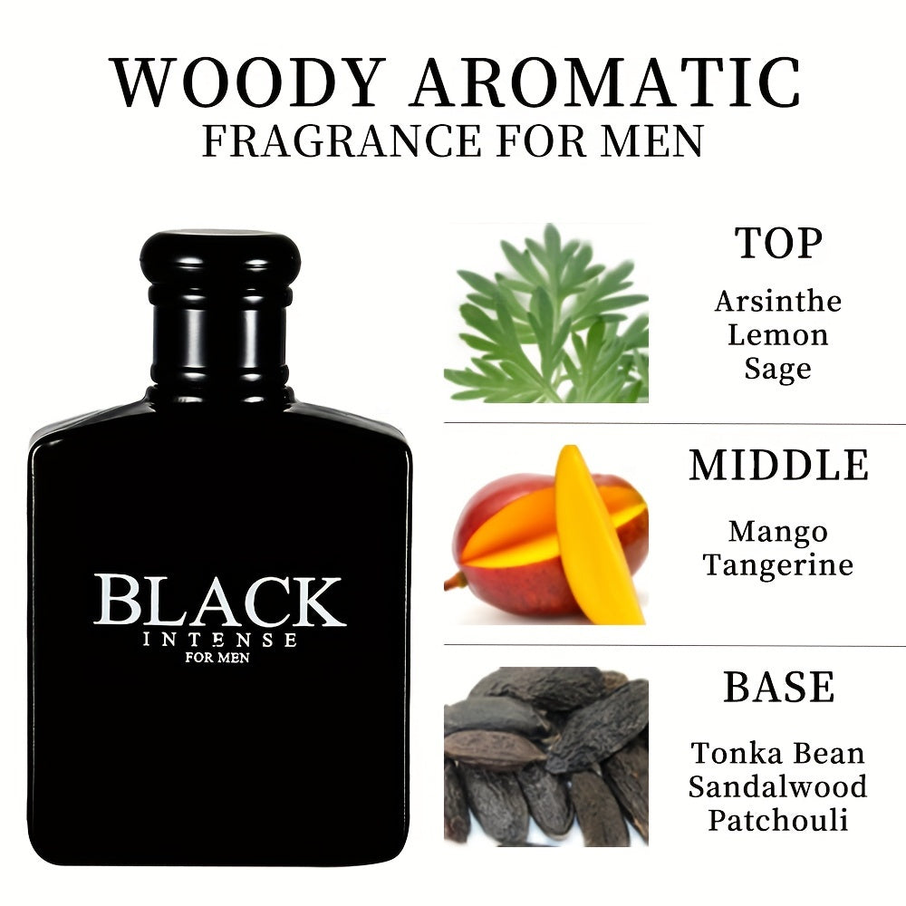 3.4oz Men's Cologne Spray - Woody Fresh Masculine Fragrance with Sage, Lemon & Wormwood - Medium Concentration Eau de Toilette - Long-Lasting Scent for Day & Night Use, Car Perfume Air Freshener, Elegant Bottle Design, Sleek ferrersa