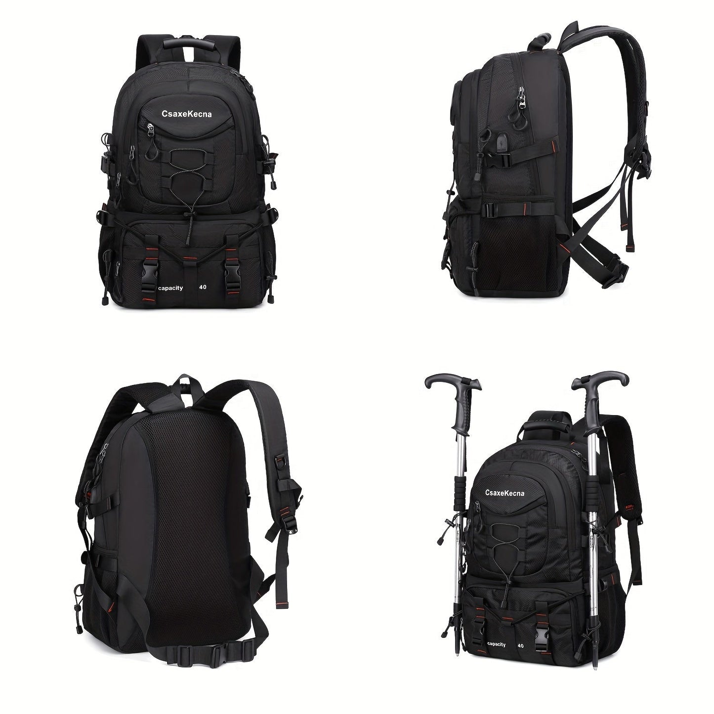[Men‘S Backpack]Men'S 10.57gal Hiking Backpack, Lightweight Travel Rucksack with USB  No Battery Included ferrersa