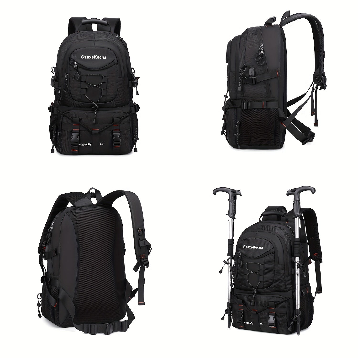 [Men‘S Backpack]Men'S 10.57gal Hiking Backpack, Lightweight Travel Rucksack with USB  No Battery Included ferrersa