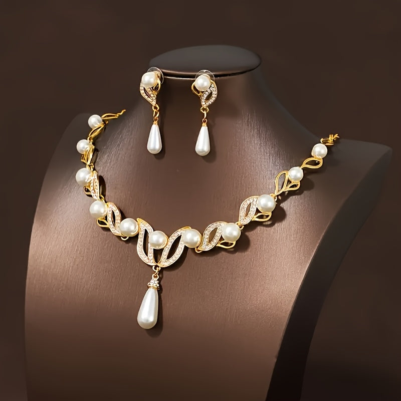 Vintage KC Necklace & Earrings Jewelry Set - Bridal Wedding Accessories, Banquet Dress Chain, Daily Wear Elegant Durable Retro Jewelry Costume Set for Special Occasions & Year-Round Wearing (Compatible with) ferrersa