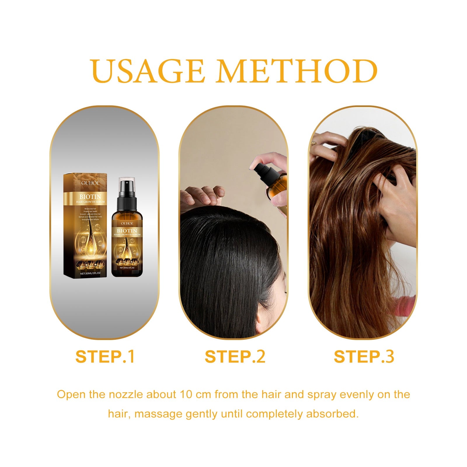 OUHOE Biotin Hair Growth Serum, Nourish Hair Root Repair Hair Sere Short-Tempered Prevent Drop Hair eprolo