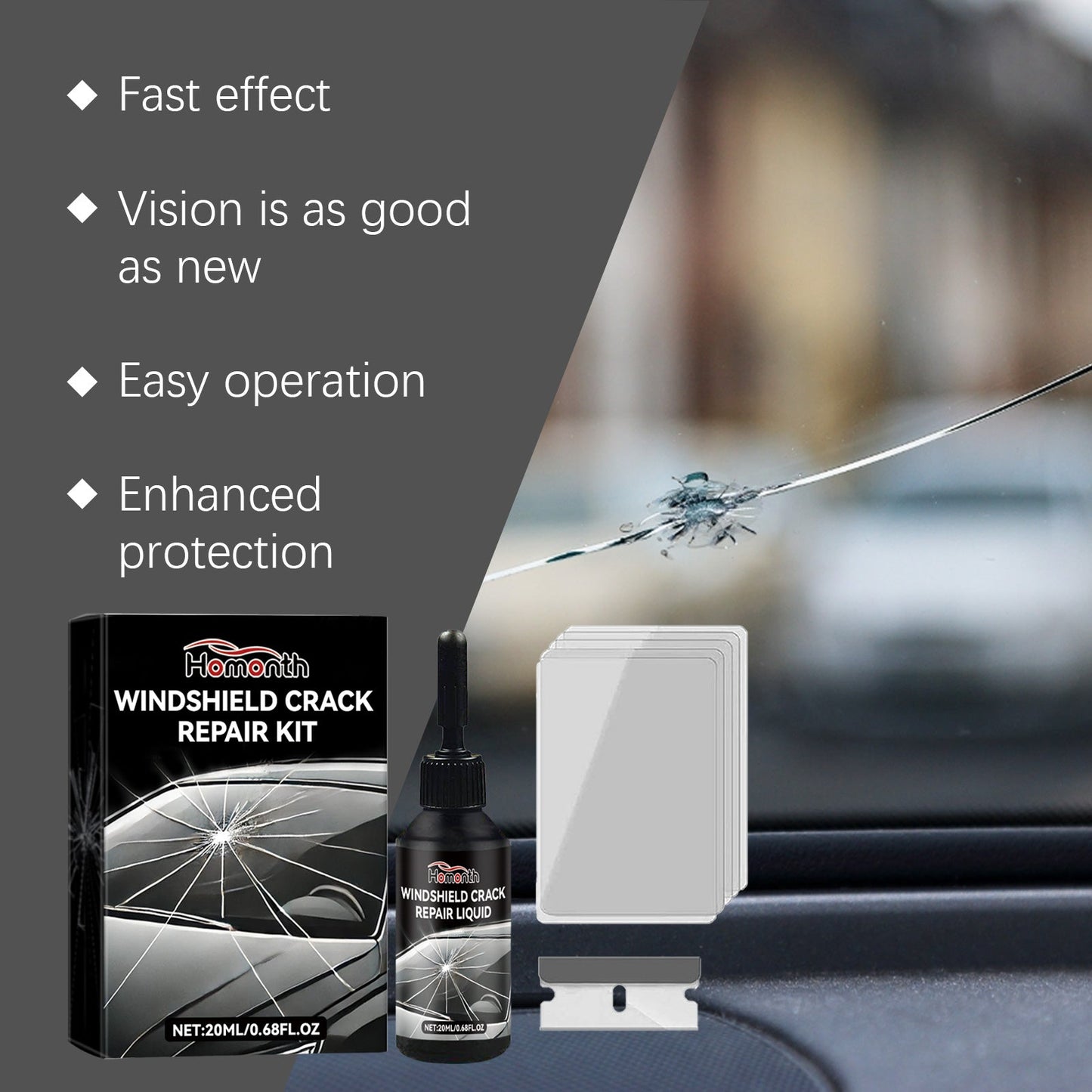 Automotive Windshield Crack Care Solution Automotive Glass Care Tool Crack Glass Adhesive Solution eprolo