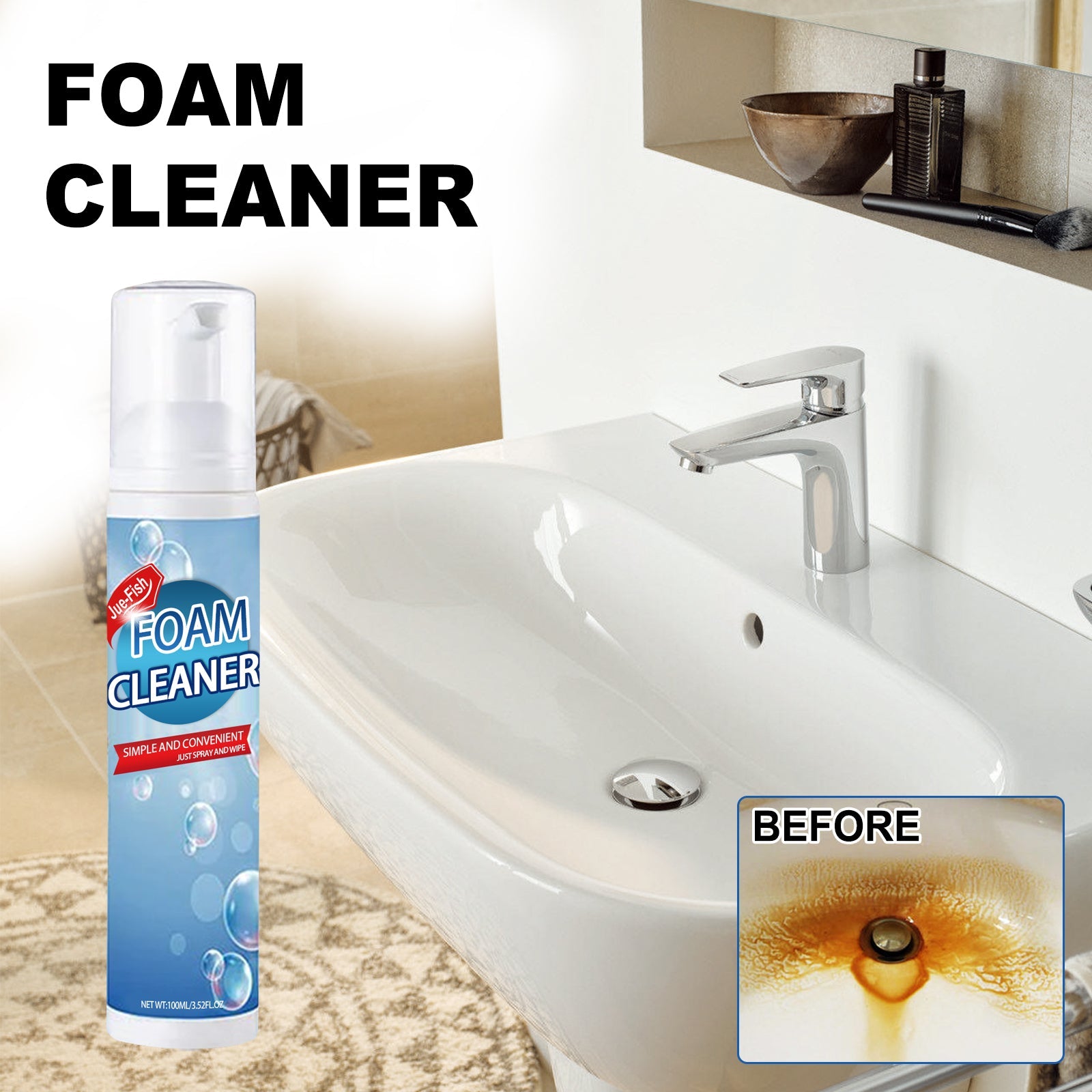 Jue-Fish Kitchen Oil Stain Foam Cleaner, Kitchen Stove Range Hood Oil Stain And Dirt Removal Cleaner eprolo