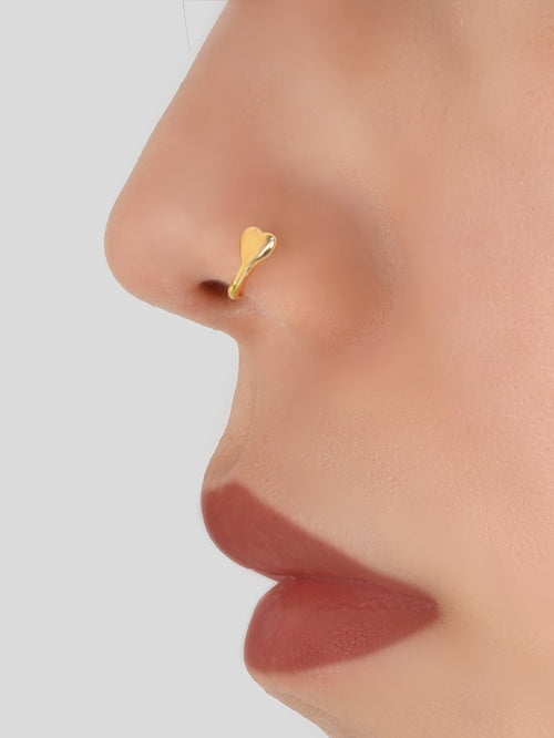 1pc Gold Silver Geometric Heart Fake Nose Ring Lip Body Piercing Stud ferrersa