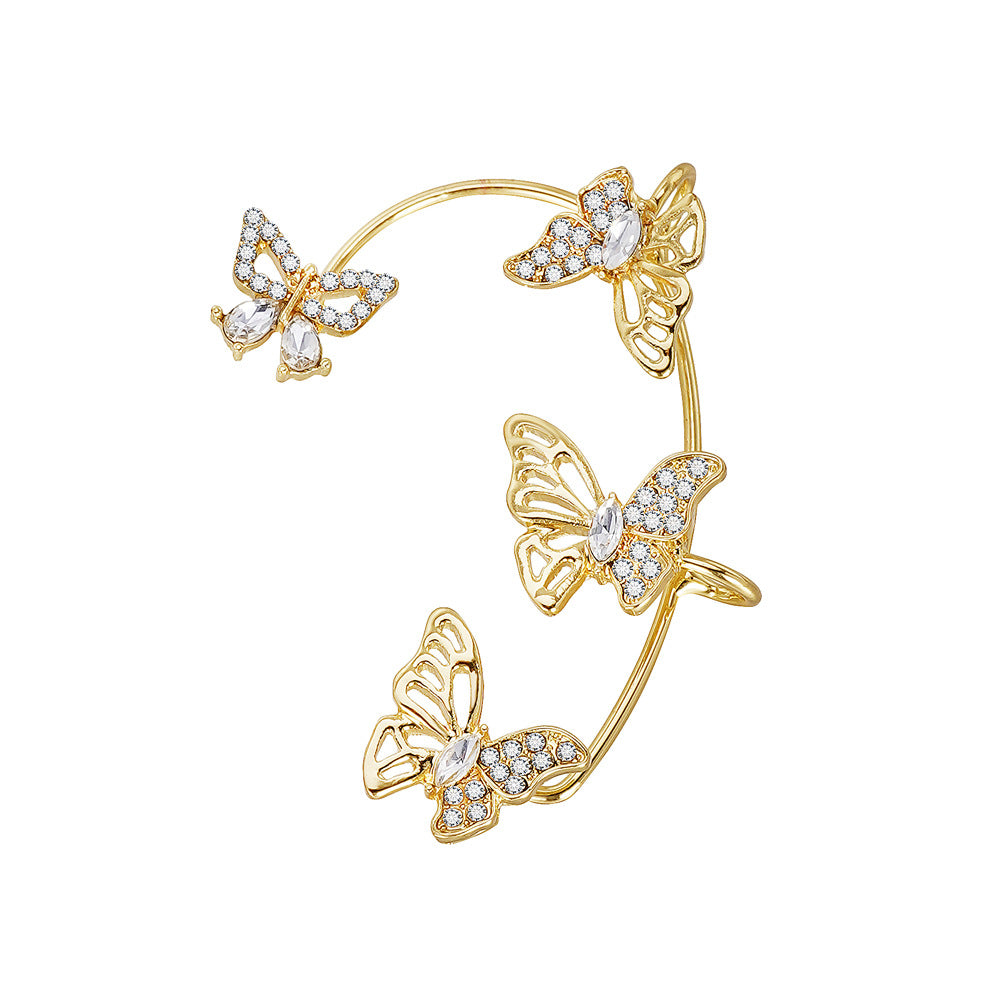 Women'S Elegant Butterfly Ear Cuffs - No-Piercing Ear Hooks, Synthetic Gemstone Accents, Everyday & Formal Jewelry for Parties, Weddings, Everyday Outfits - Non-Piercing Ear Clips for Sensitive Light Beige, Party Accessories, ferrersa