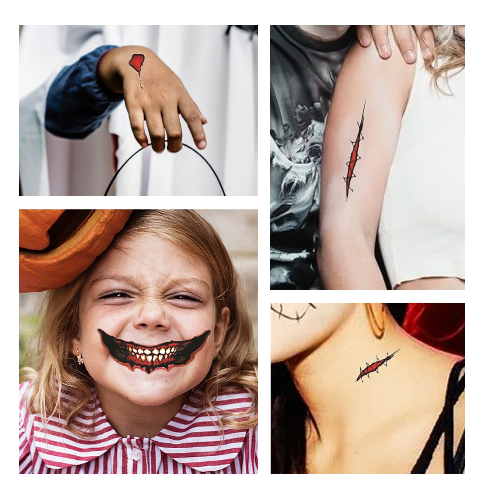 Halloween Tattoo Stickers, Halloween Horror Party Party Makeup Decorative Mouth Tattoo Stickers eprolo