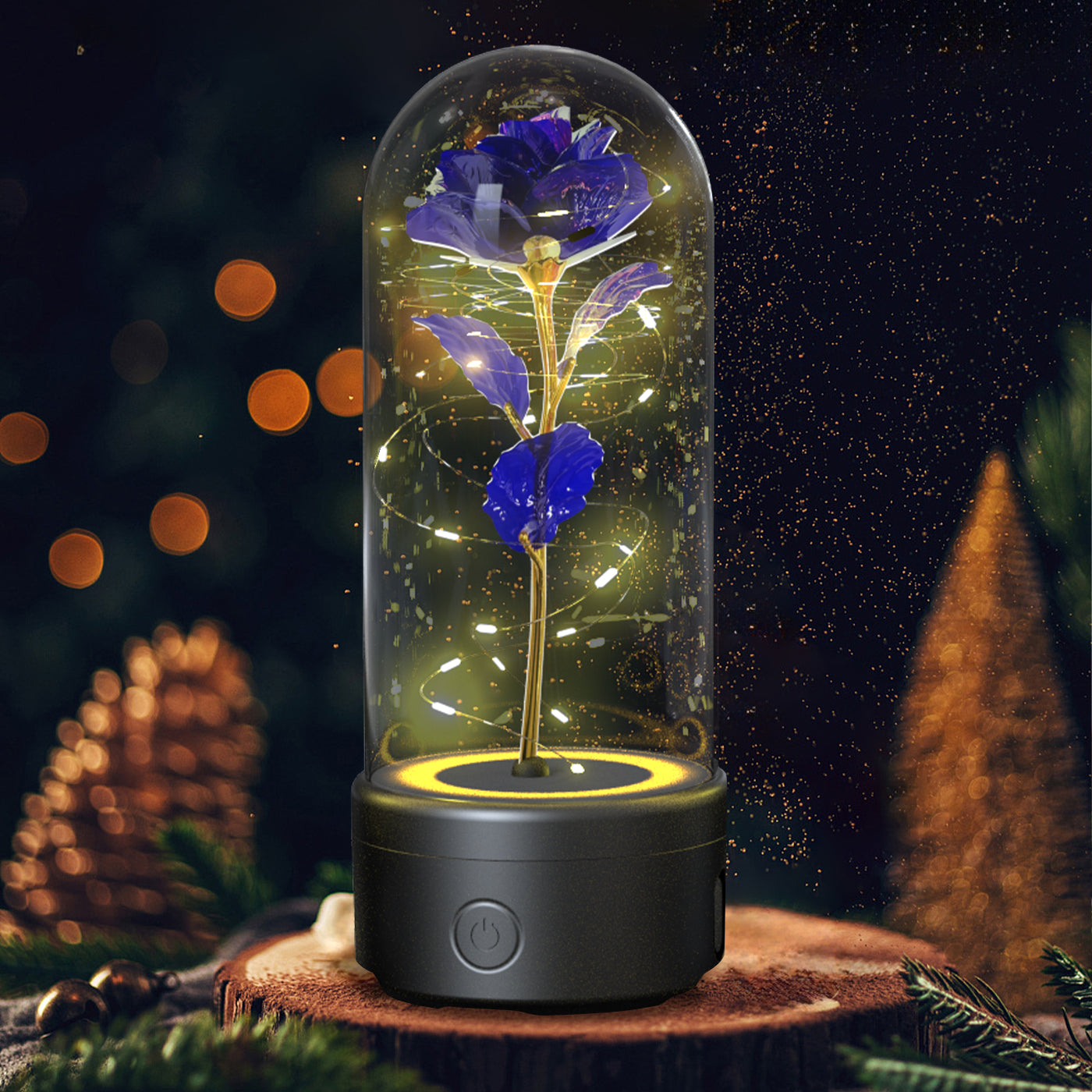 Creative 2 In 1 Rose Flowers LED Light And Bluetooth-compatible Speaker Valentine's Day Gift Rose Luminous Night Light Ornament In Glass Cover ferrersa
