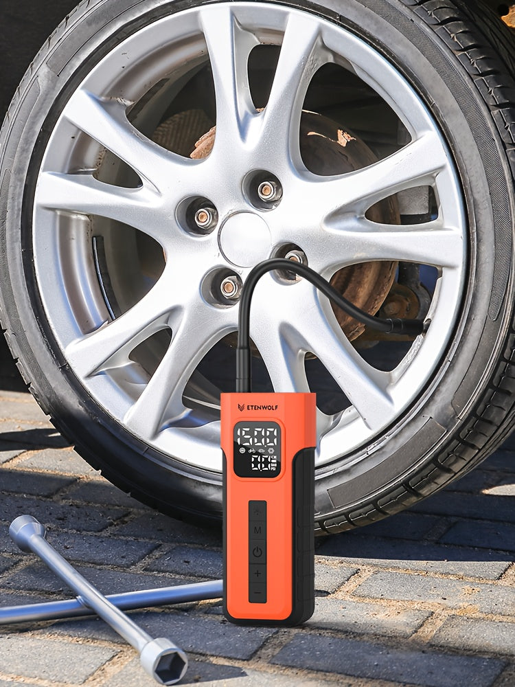 ETENWOLF C2 Combo Tire Repair Kit Wireless Tire Inflator For Cars, 4000mAh Battery Air Pump, Fast Car Tire Pump For Motorcycles, Bikes, Balls, LED Light For Emergency. Set Includes: Diagonal Pliers, A Tire Inflator, Lubricant ferrersa