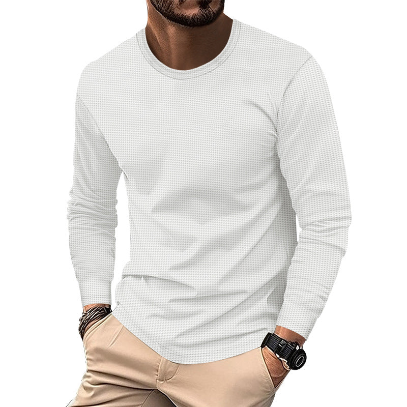 Round Neck Waffle Casual Top For Men ferrersa