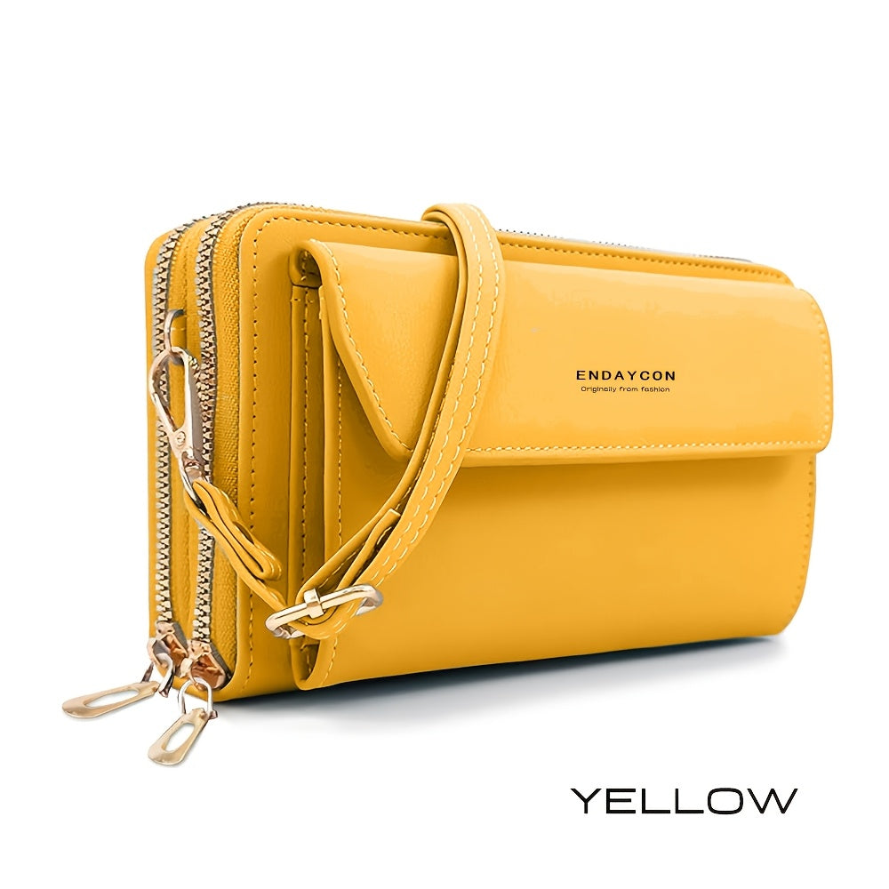 Women'S Large Capacity Multi-Functional Phone Wallet with Double-Layer Zipper Closure - Convertible Crossbody Bag & Card Holder, Golden-Tone Hardware, Detachable Strap, Cash Pocket & Phone Compartment - Stylish & Portable Tra ferrersa
