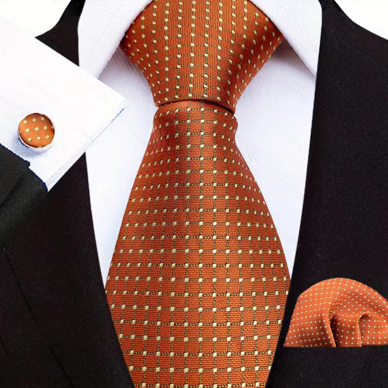 Men's Tie3pcs Business Set: 3.15inch Hand-made Tie for Men, Tie, Cufflinks, Pocket Square. Business Set Suitable for Parties, Dates, Weddings, Suit Accessories, and Gifts. ferrersa