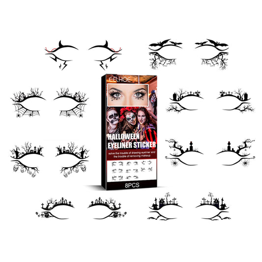 Halloween Eyeliner Patch, Scary Fashion Party Makeup Kit Bat Spider Decorative Eyeliner Eyeshadow Patch eprolo